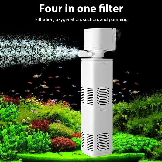 4IN1 Aquarium Filter Pump Silent Fish Tank Submersible Air Oxygen Aerator 20W 880L/H Water Changer Impurity Filt 220v Wave Maker
